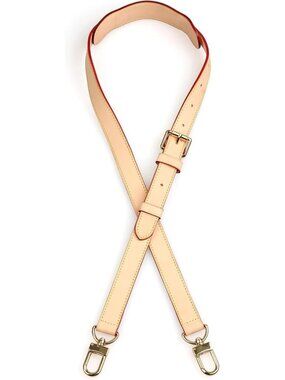 Adjustable Vachetta Leather Crossbody Strap with Shoulder Pads for Travel Bags